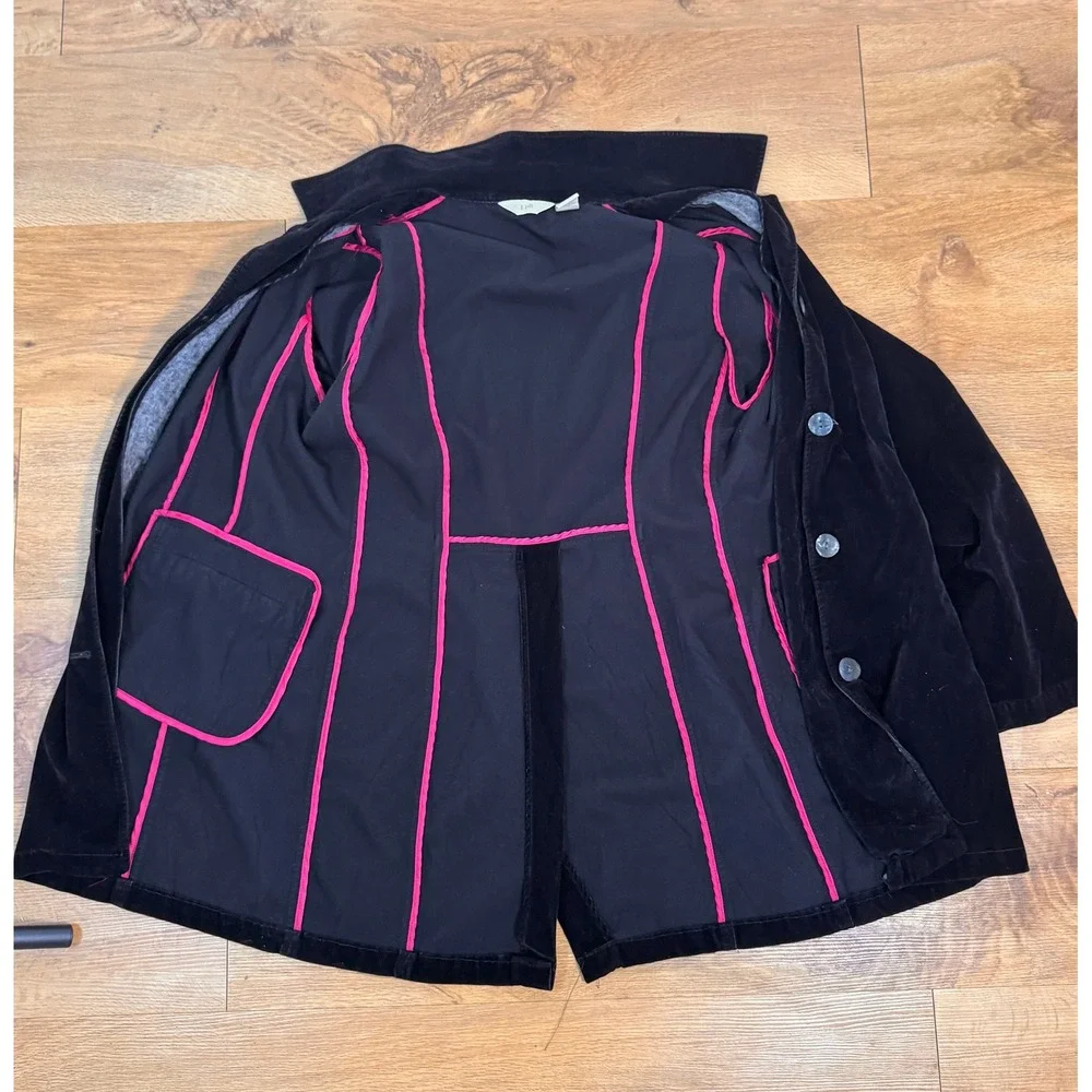 J.Jill‎ Black Velvet Blazer Jacket Petite SP Button Front Collared Riding Coat